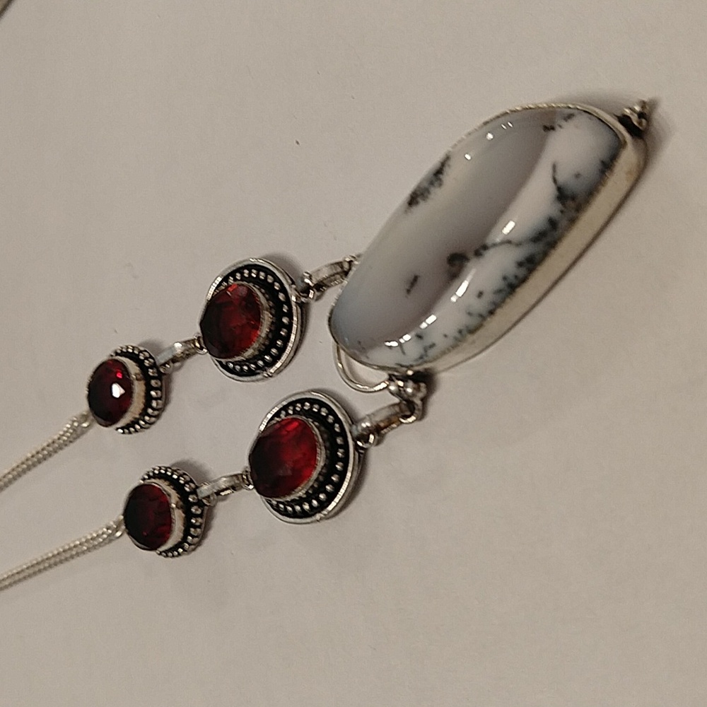 Jasper and garnet necklace 925